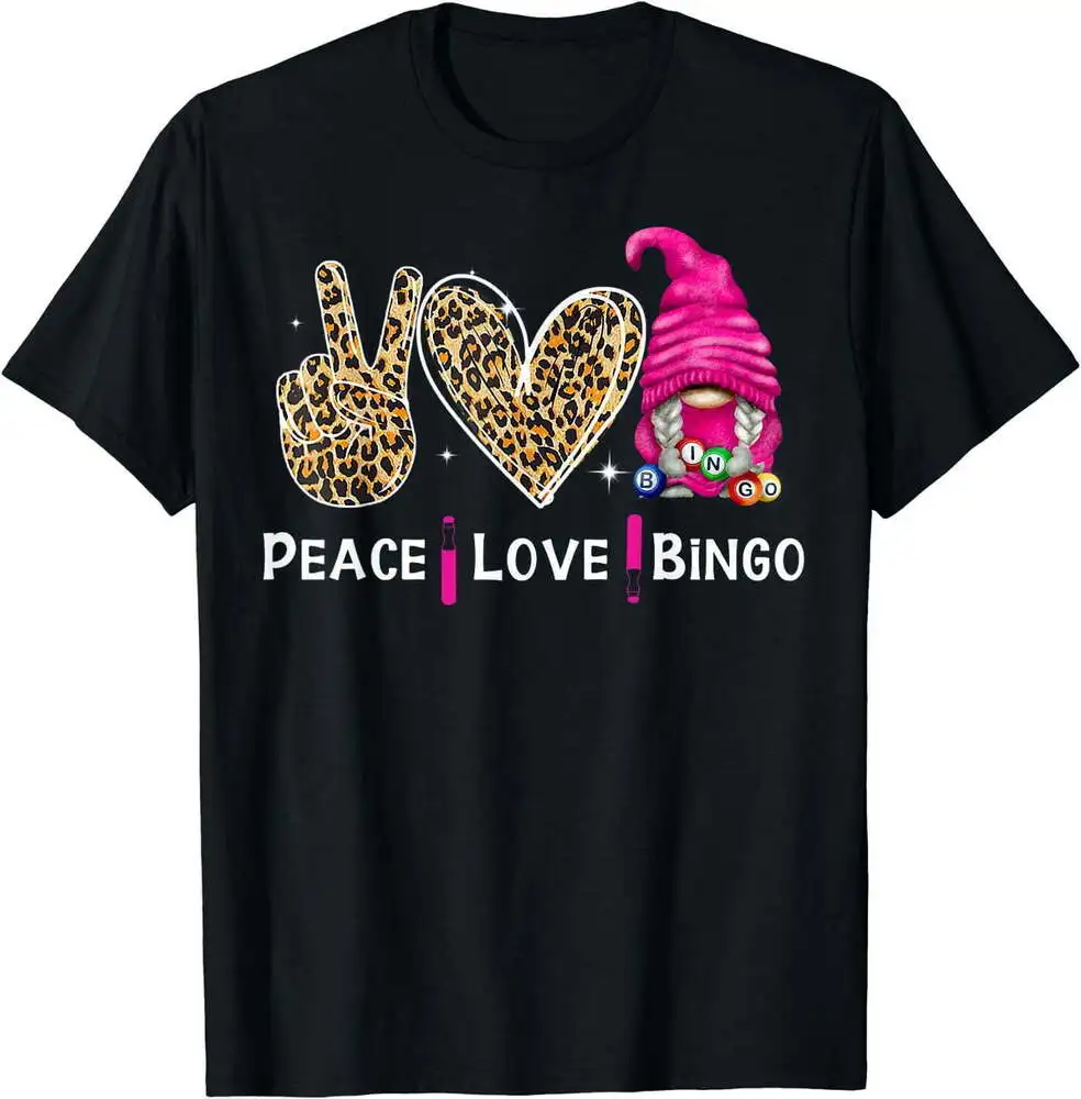 Peace Love Bingo Bingo Lover T-Shirt For Men Clothing Women Tees Unisex Summer Short Sleeve