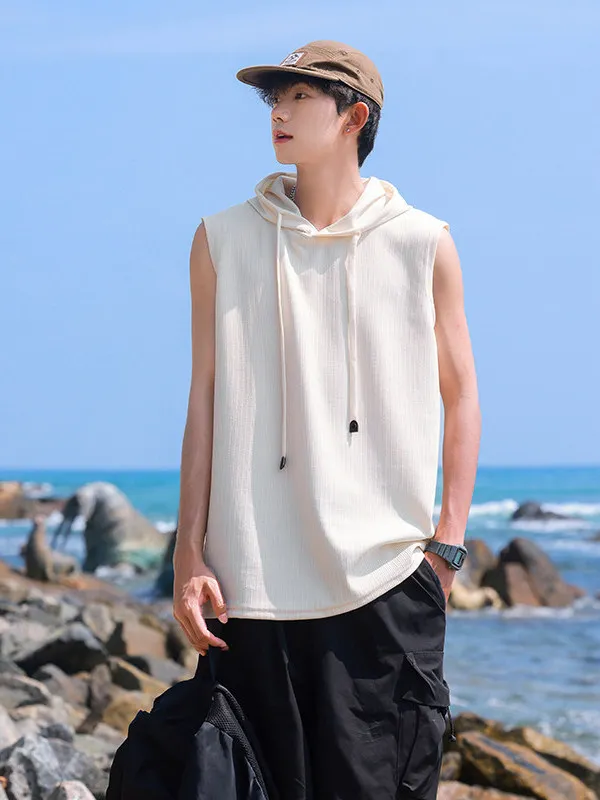 Fremar New Men's Hooded Sleeveless Vest Casual Loose Fit Overhead Summer Sportswear Versatile Top Trendy Brand City Walk