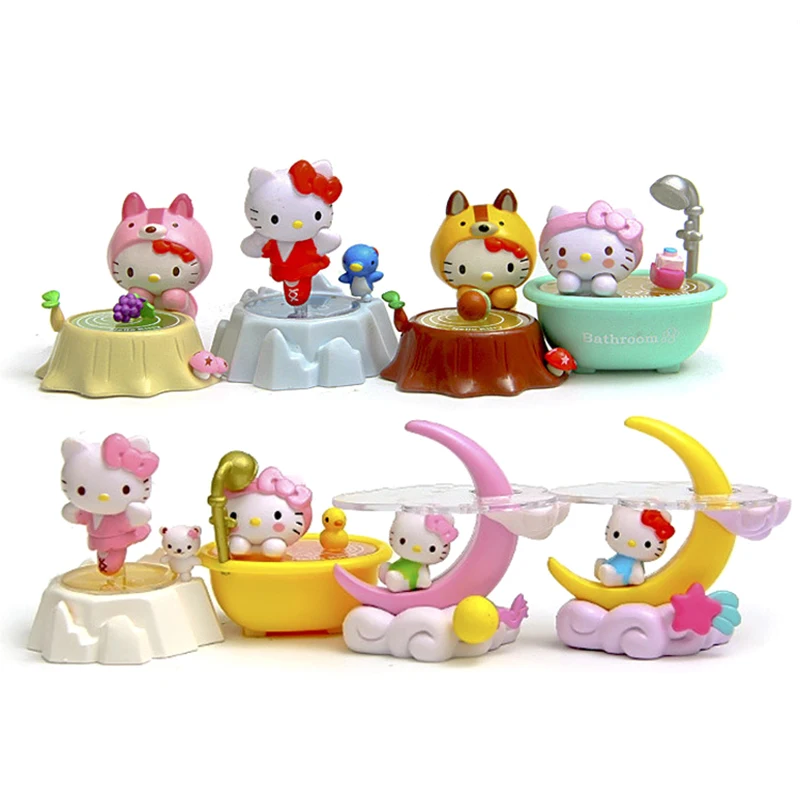 

8pcs cartoon sanrio Hello Kitty Bathtub Styling Korean Creative Cartoon Handmade Office Doll Ornaments