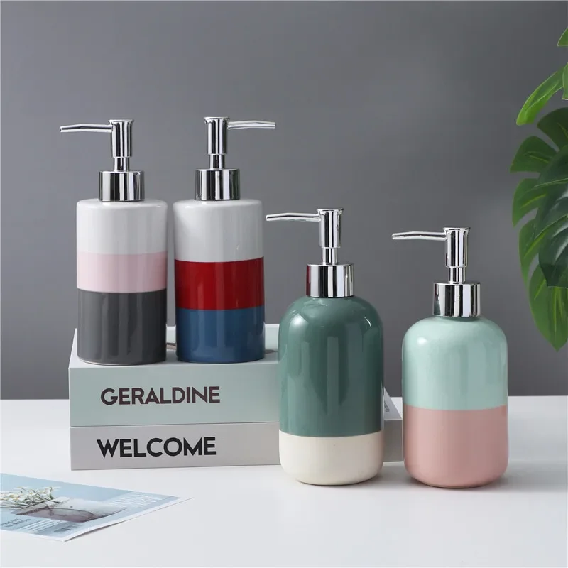 Ceramic Emulsion Bottle Bathroom Soap Dispenser Portable Shampoo Dispenser Home Hotel Bath Products Press The Empty Bottle