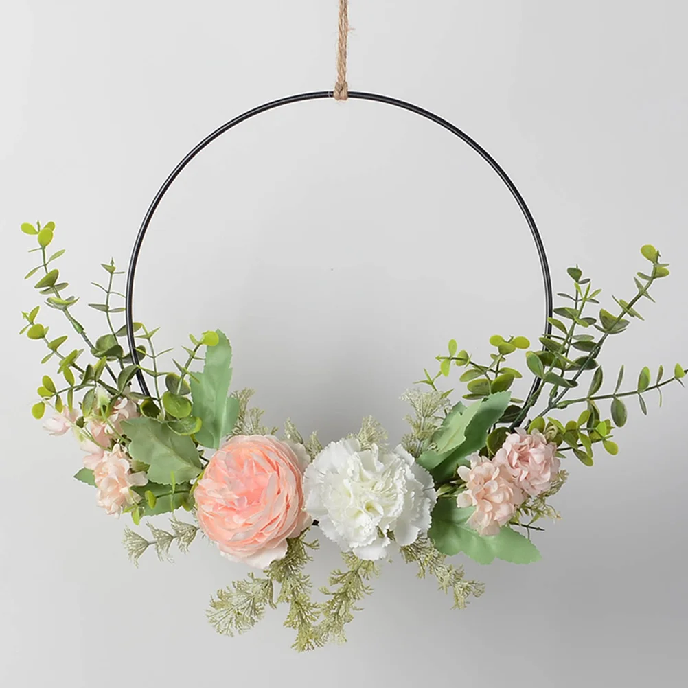 

Artificial Carnation Wreath Iron Silk Material Realistic Hanging Decoration Front Door Spring Festival Garland