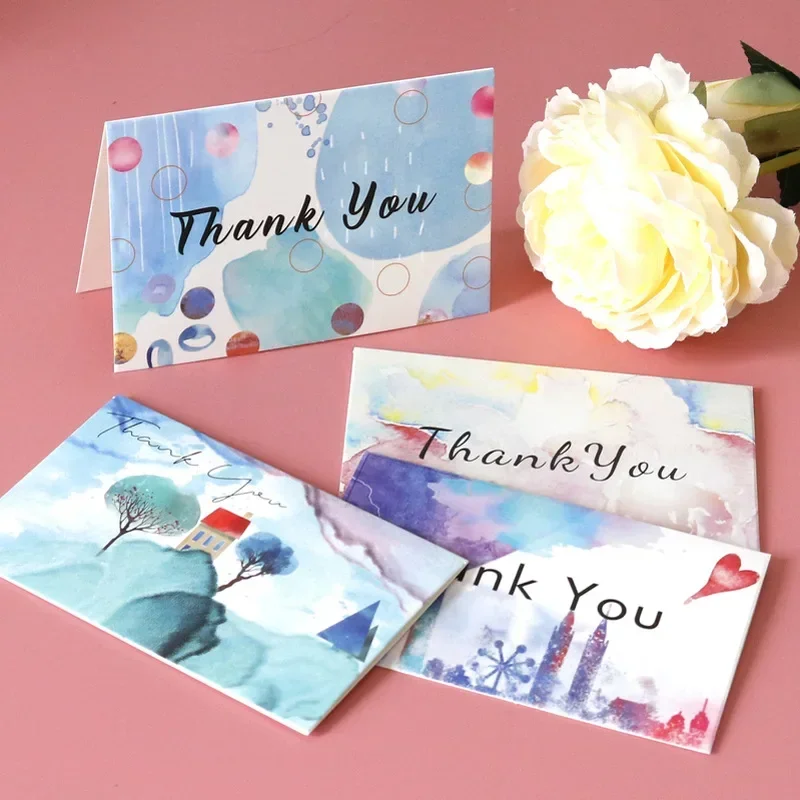 Universal Tie Dye Thank-you Card Ink Style Wedding Party Blessing Message Folding Handwritten Card Gift Decoration Cards