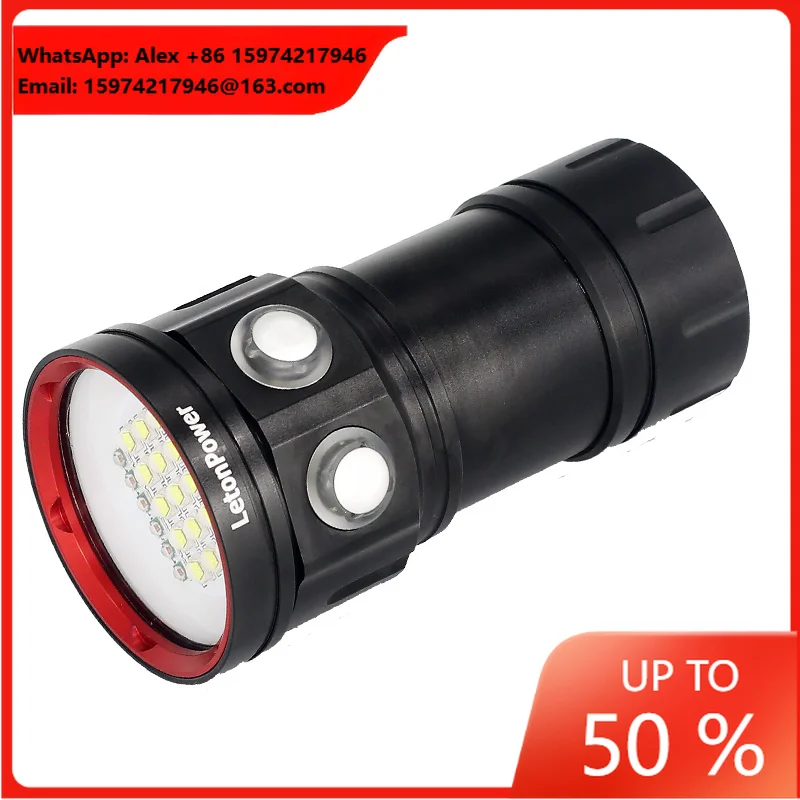 Industrial Submersible Flashlight Underwater Dive Light With 8000 Lumen 10400mAh Battery