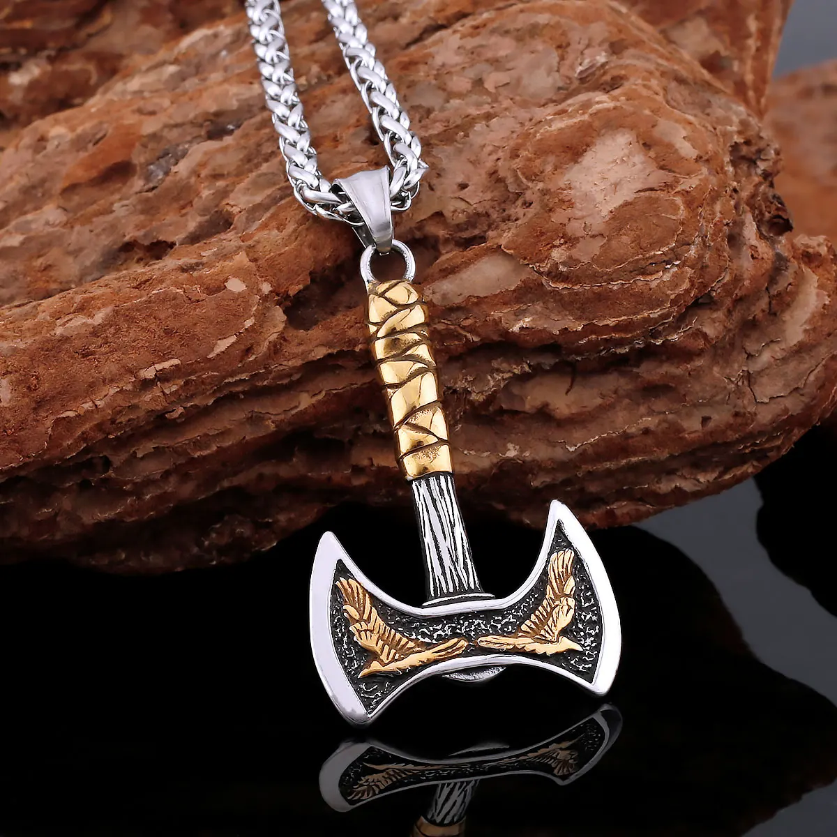 Domineering Odin Axe Stainless Steel Viking Necklace Nordic Men\'s Retro Scandinavian Teen Pendant Fashion Jewelry Amulet