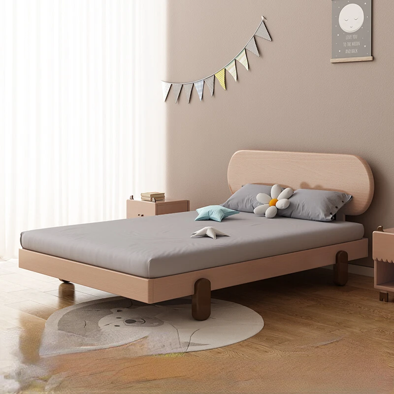 Solid wood teen Nordic light luxury princess single bed