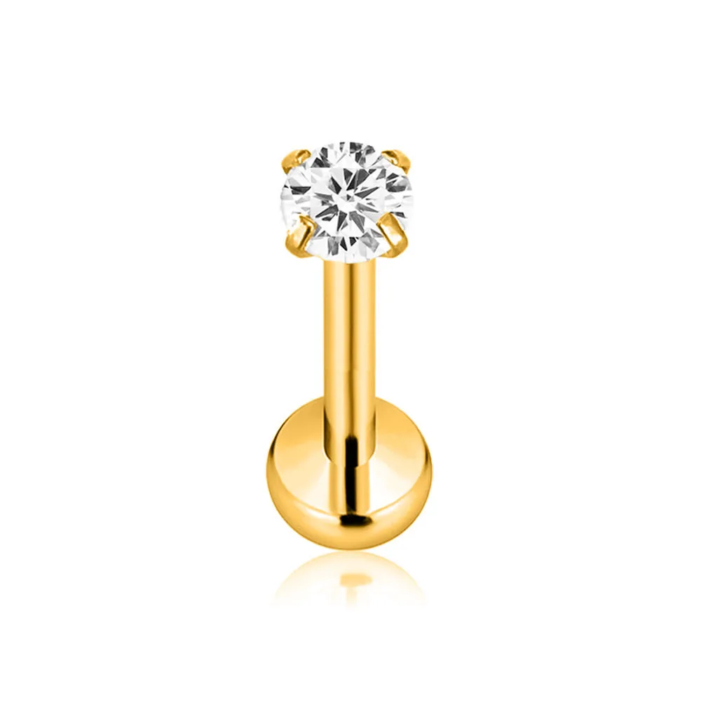 Titanium Round CZ Zircon Threadless Piercing Moon Pin