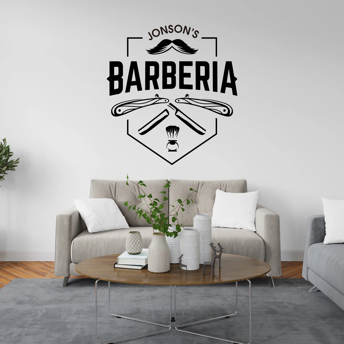 1 pc wonderful Custom Barber Shop Name Wall Stickers Self Adhesive Vinyl Waterproof Wall Art Decal Living Room, Mural Decal