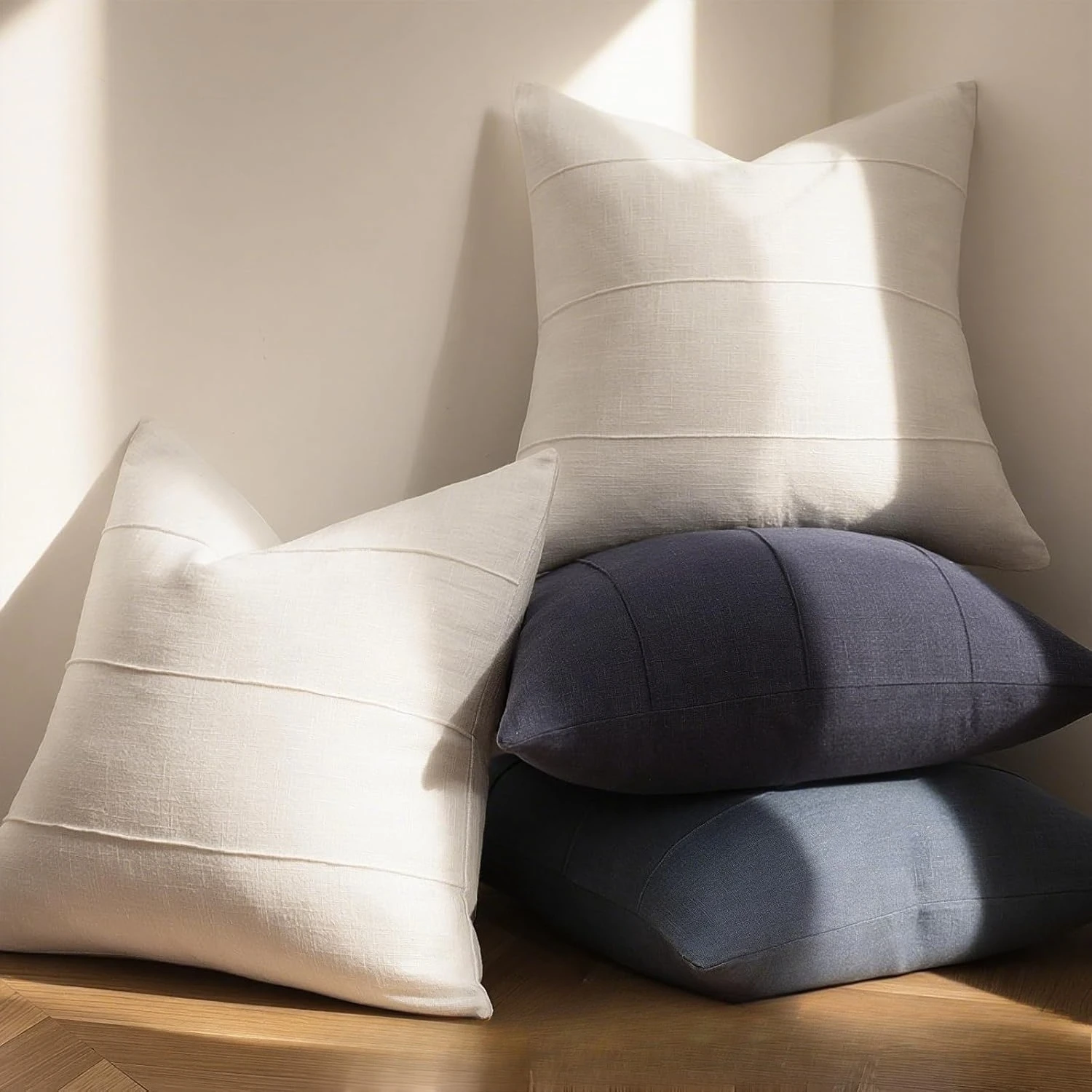 2pcs Solid Cotton Linen Pillow Cover 45x45cm 30x50cm Striped White Brown Army Green Minimalist Home Decor Cushion Cove Bedroom