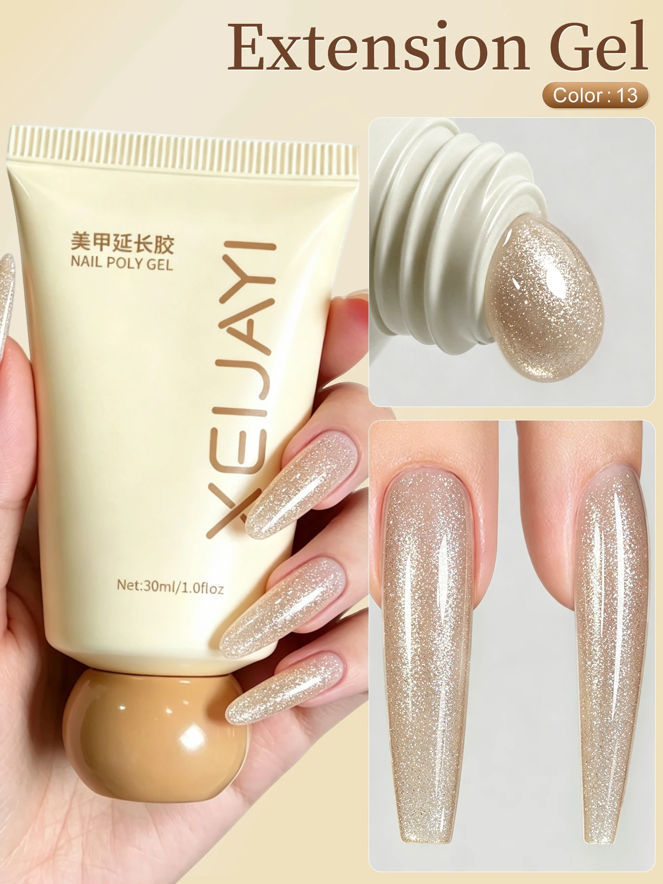 XEIJAYI 1Pc 30ml Optional Solid Extension Gel for Strengthening and Shaping, Not Easy to Break Nail Polish Gel Female Nail Art