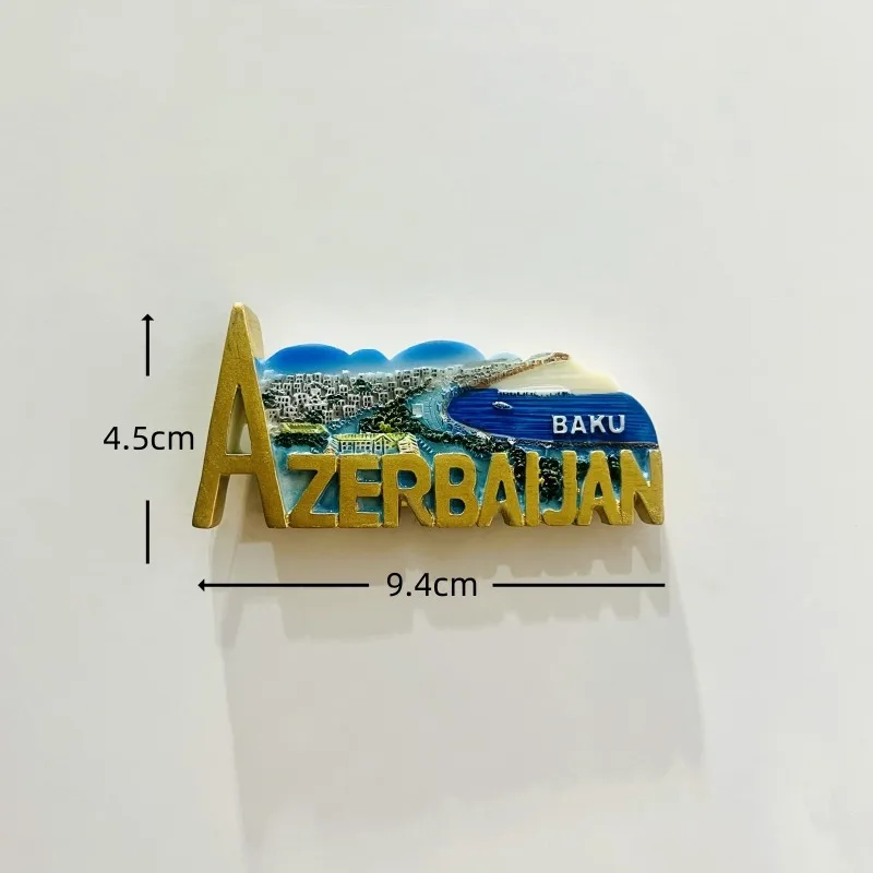 أذربيجان ثلاثية الأبعاد مغناطيس الثلاجة زخرفة تذكارية الراتنج مغناطيس الثلاجة ملصق جمع الحرف اليدوية هدية الديكور #3