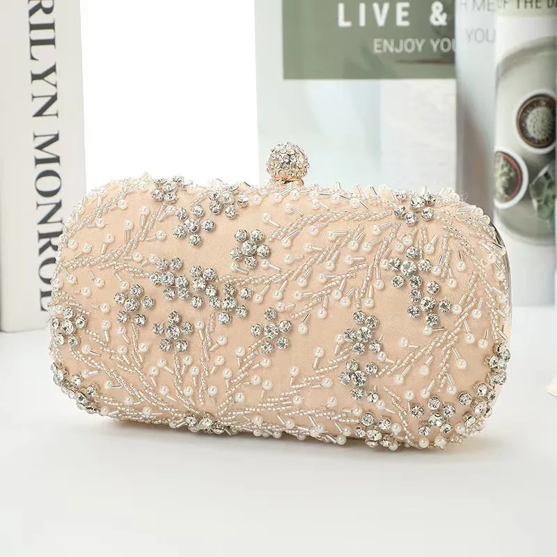 Vintage Diamond Lady Evening Bag Fashion Solid Color Purse Bags Shiny Rhinestones Decor Banquet Bags New Party Handbag XA481H