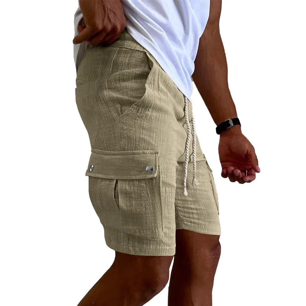 Hot Stylish Shorts Sports Elastic Waist Gray Khaki Light Gray M-3XL Men Shorts Solid Color Sports Summer Black