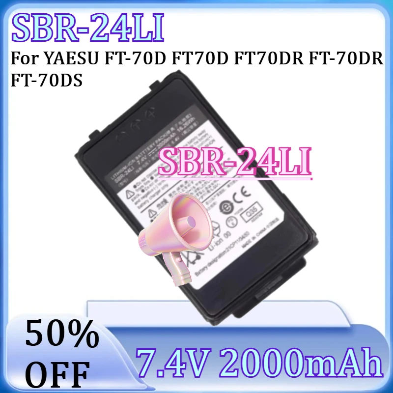 For YAESU FT-70D FT70D FT70DR FT-70DR FT-70DS Two Way Radios Replacement Battery 2000mAh SBR-24Li Walkie-Talkie Li-ion Battery