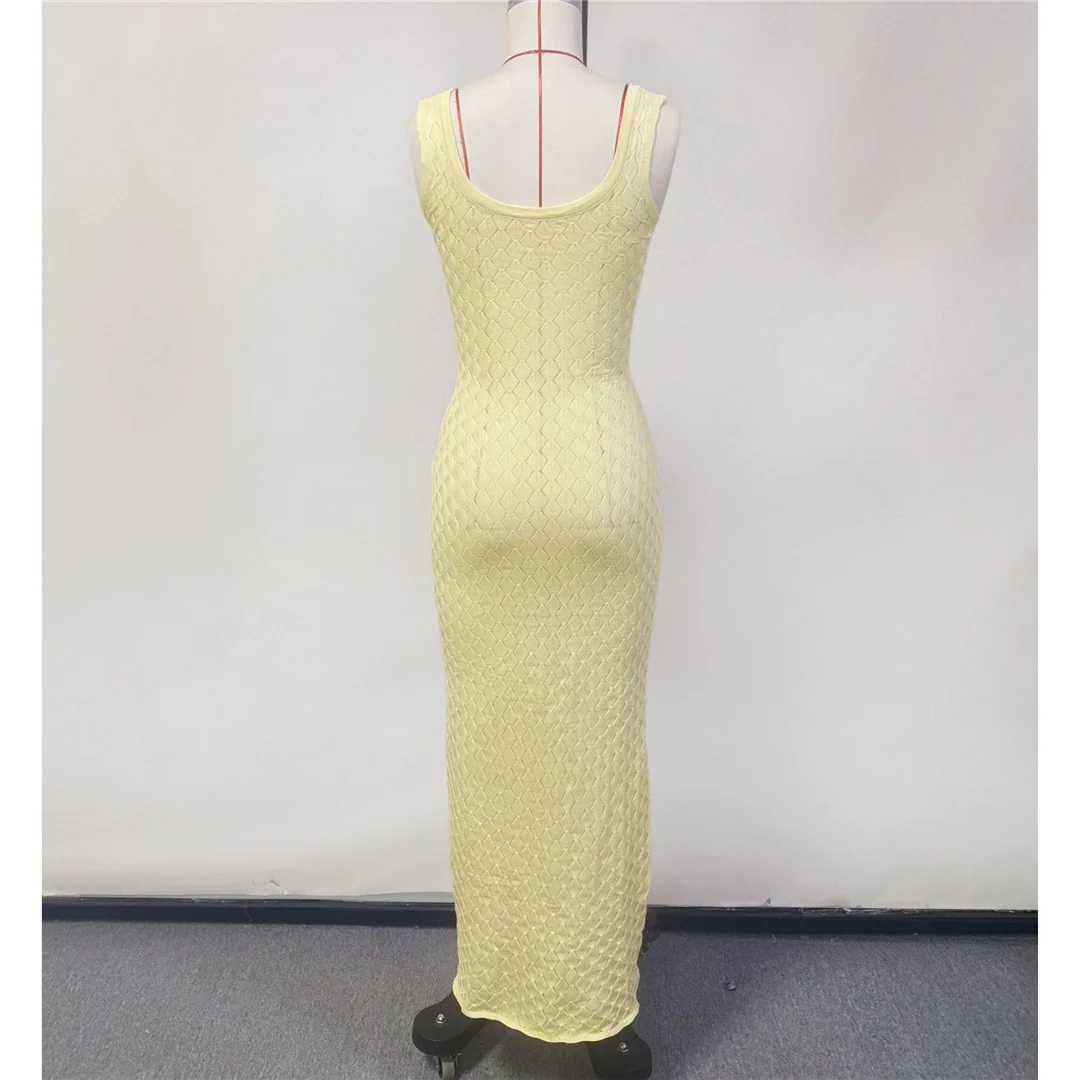 Hohlgewebtes, ärmelloses, gehäkeltes, gestricktes Tunika-Strandkleid, Strandkleidung, Strandmode, Strandüberwurf, Urlaub, Damen, Frauen, V6091 – Detail 11