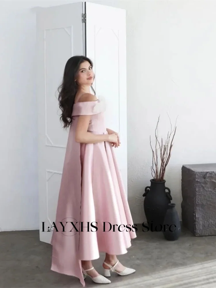 Customized Elegant A-Line Evening Dresses 3D Flower Sleeveless Women Formal Prom Dresses فستان سهرة نسائي