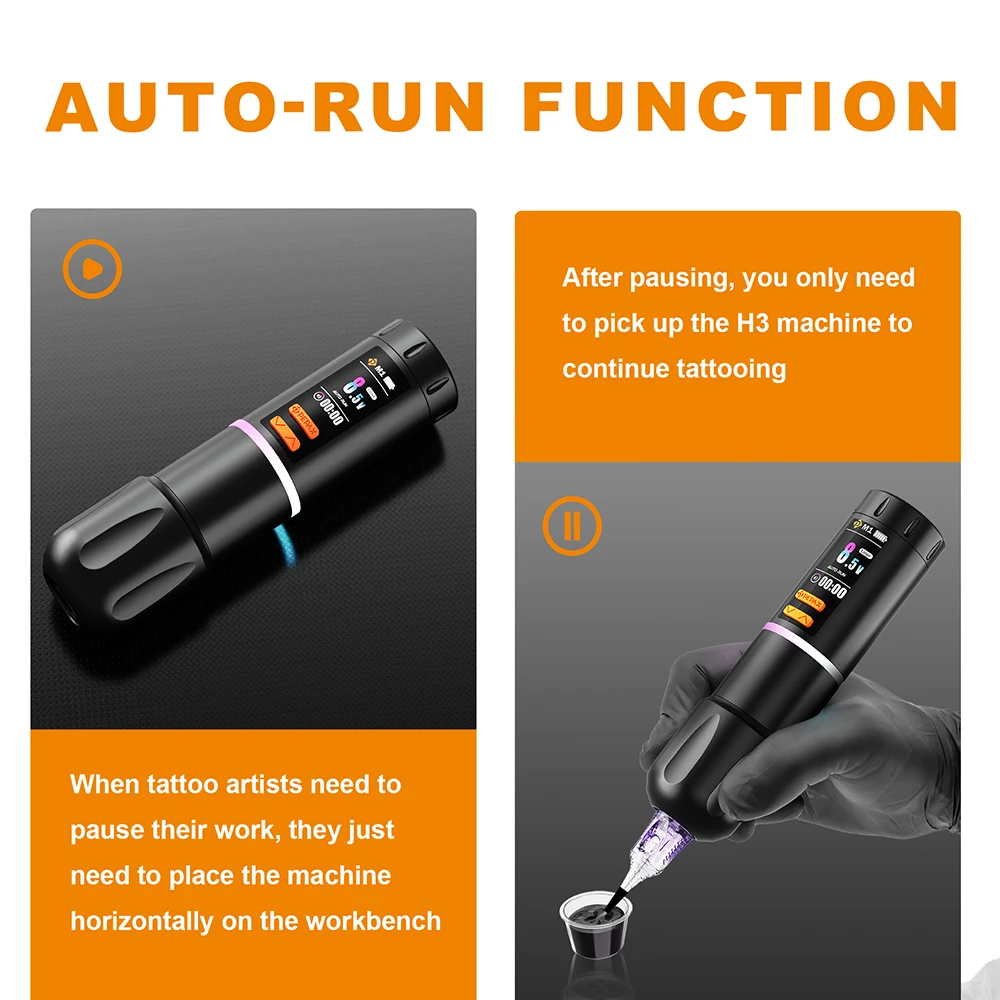 PEPAX H3 Kabelloses Tattoo-Pen-Gerät mit 2 Akkus, geräuscharmer Motor, Tattoo-Pen für Tattoo-Kartuschennadeln, für Künstler – Detail 7