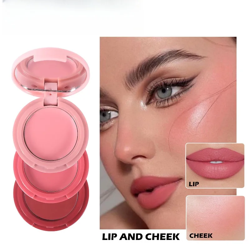 3in1 Natural Blush Palette Blush Tray Folding Multi-color Lip Mud Eyeshadow Multifunctional Face Makeup Palette เครื่องสำอางหญิง