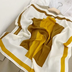 2022 Spring Summer New Geometric Square Scarf Women Outdoor Silky and Soft Imitated Silk Scarf Fashion Small Kerchief Hijab Girl