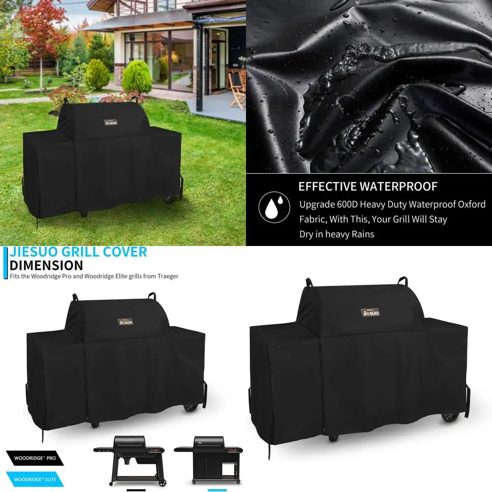 

Grill Cover for Traeger Grills BAC776 Woodridge Pro and Traeger Woodridge Elite Grills, Special Zipper Design
