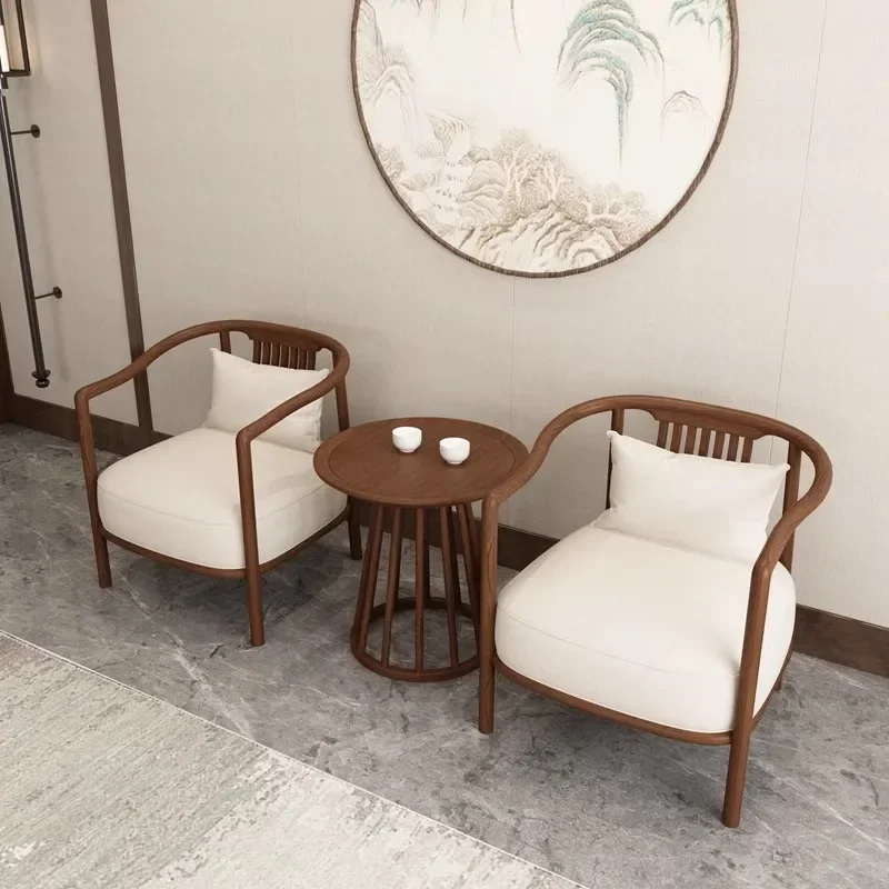 

New Chinese-style single leisure chair sales department negotiates solid wood