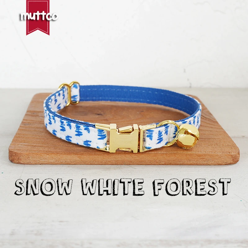 

MUTTCO Retailing cute and beautiful self-design personalized cat collars SNOW WHITE FOREST handmade collar 2 sizes UCC154