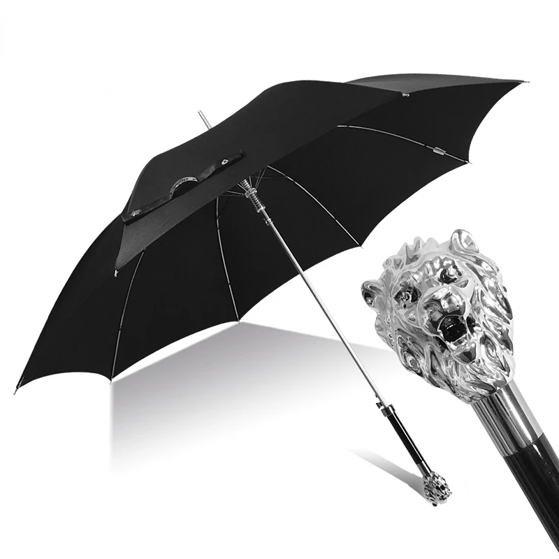 Black Designer Umbrella Luxury Girls Long Reinforced Men's Umbrella Automatic Paraguas Resistente Al Viento Y Agua Home Garden