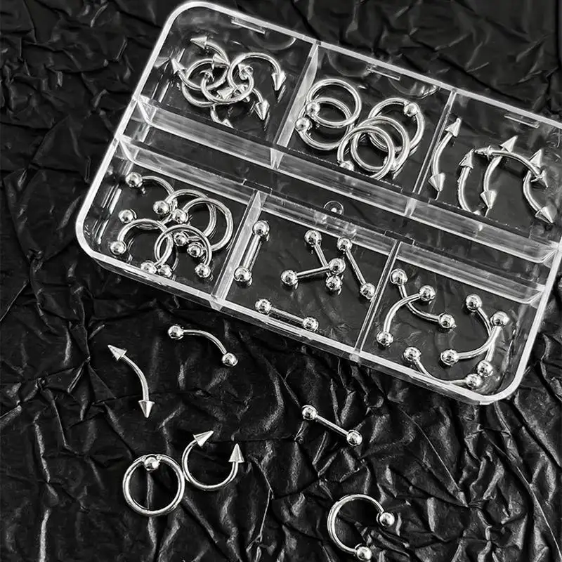 30/60 Pz/scatola In Metallo Retro Cerchio Unghie Art Charms 3D Stile Punk Nero Bianco Parti Del Chiodo Decorazione Del Chiodo Manicure Accessori