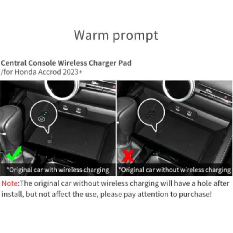 for Honda Accord 2023 2024 Car Center Console Wireless Charger Pad (Only Fit Left Rudder) Anti-slip Mat Silicone