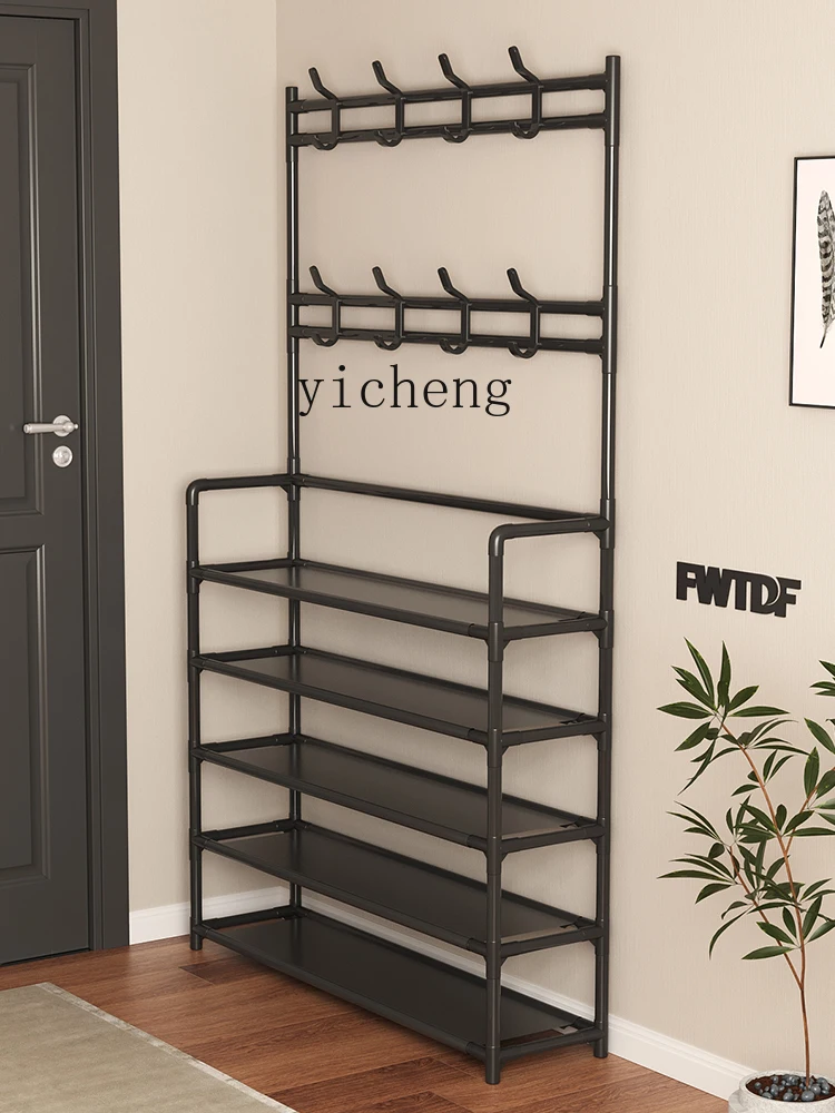 

ZYA shoe rack home door multi-layer simple rental room door rear coat rack integrated wrought iron