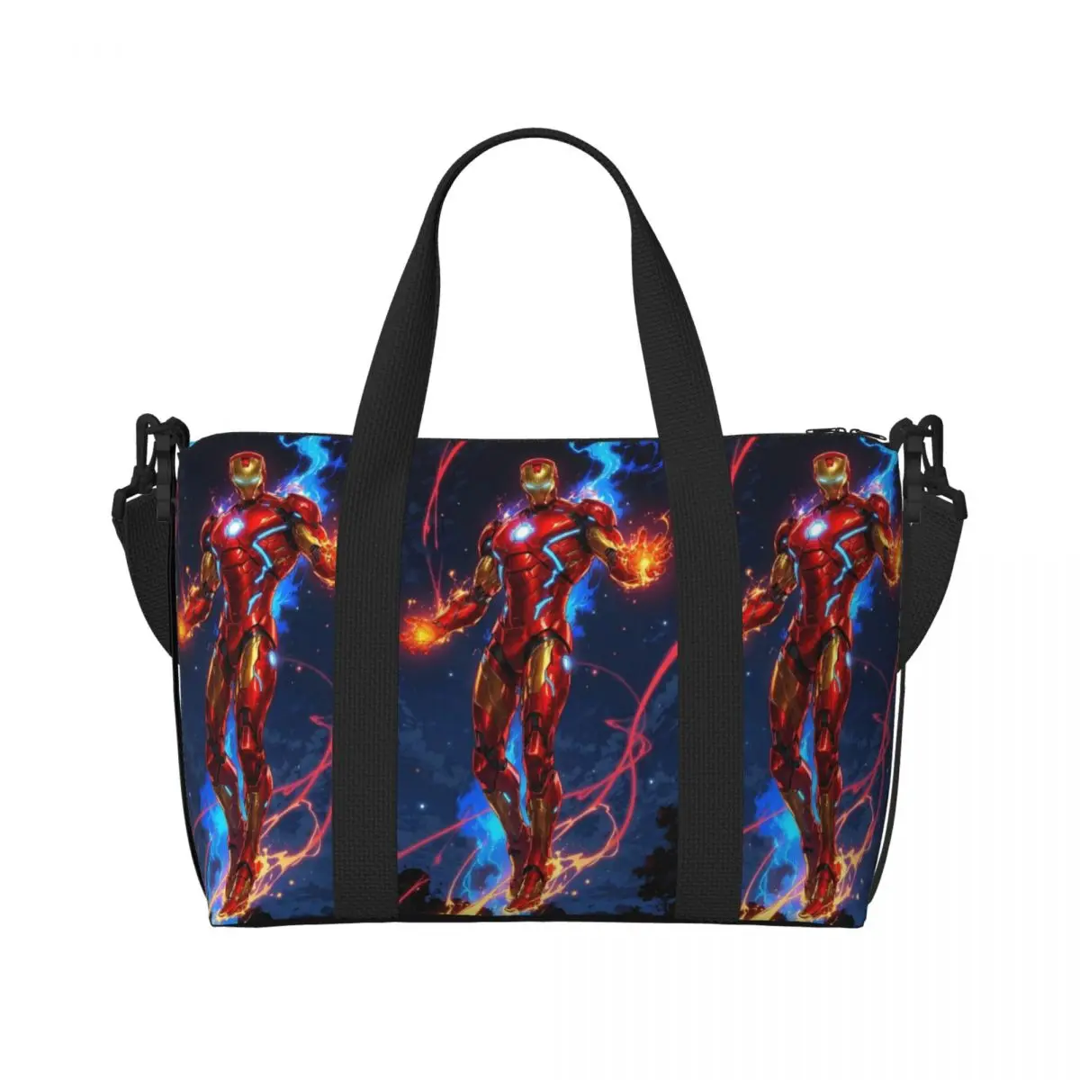 

Custom Iron Man Tote Bag for Women Large Capacity Hero Gym Beach Travel Bags
