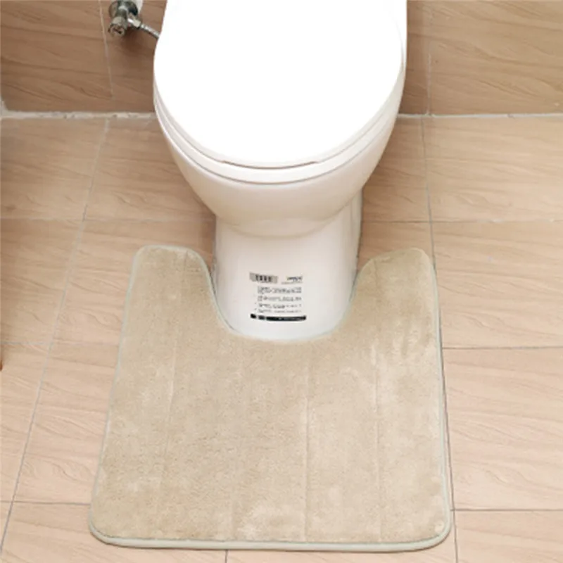 1pc New Washroom Toilet Foot Mat U-Shaped Floor Mat Waterproof Pad Bathroom Water Absorption Anti-Skid Pad