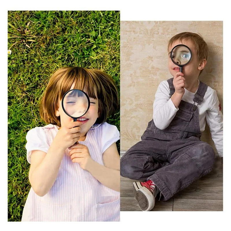 Kids Magnifying Glass 8 Pcs, Plastic Handheld Mini Portable Magnifying Glass Small Children Magnifier Toys for Explorer