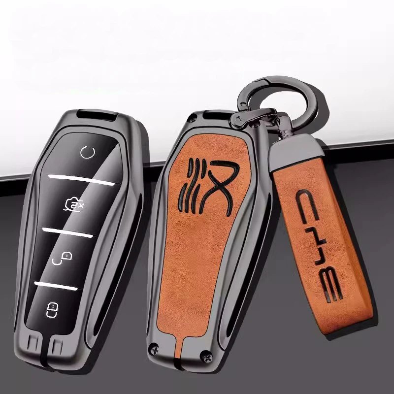 

Zinc Alloy Car Smart Remote Key Fob Case Cover Bag For BYD Han Ev Dmi 2022 Protector Holder Shell Keyless Keychain Accessories