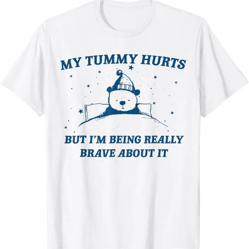 

My Tummy Hurts Funny Bear Retro Cartoon Meme T Shirt