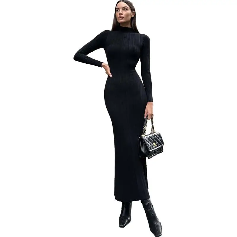 Sweter damski Ele High Ne, dzianinowy, dopasowany, jednolity kolor, jesienno-zimowy, nowy, modny, elegancki.