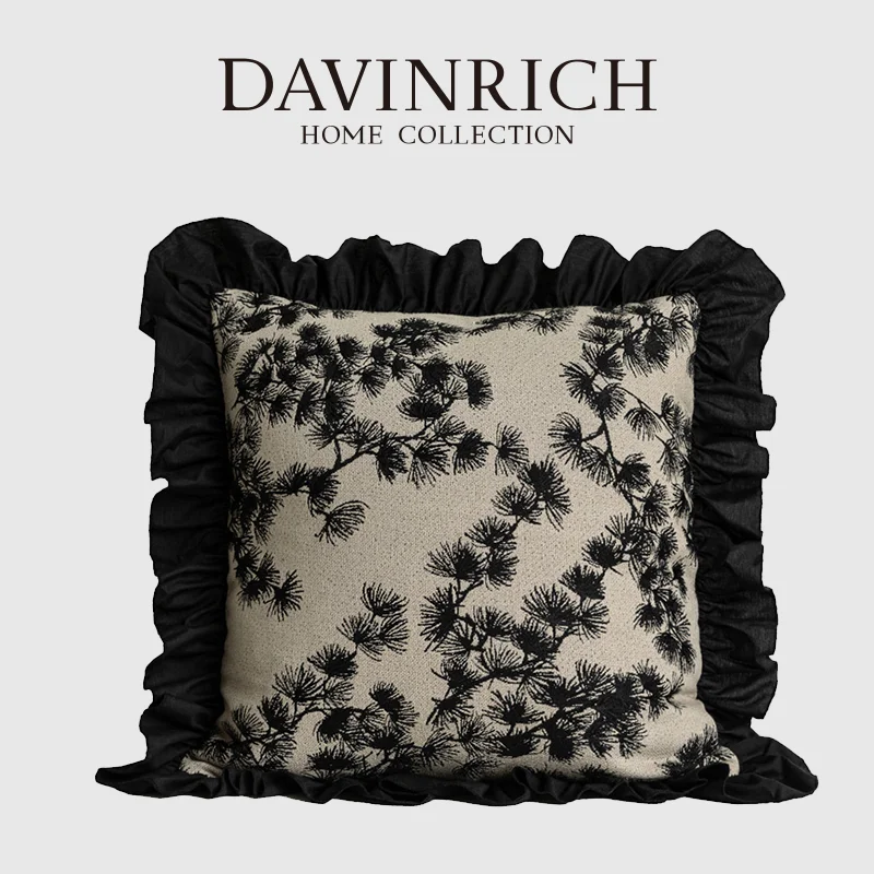 

DAVINRICH французский современный потертый шик пледы наволочка современный винтажный сосновый игольчатый узор с вышивкой наволочка 45x45 см