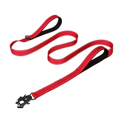 Heavy Duty Dog Leash- Nylon reflective dog leash with Soft Padded 2 Handle & Auto Lock Frog Clip Outdoor dog leash