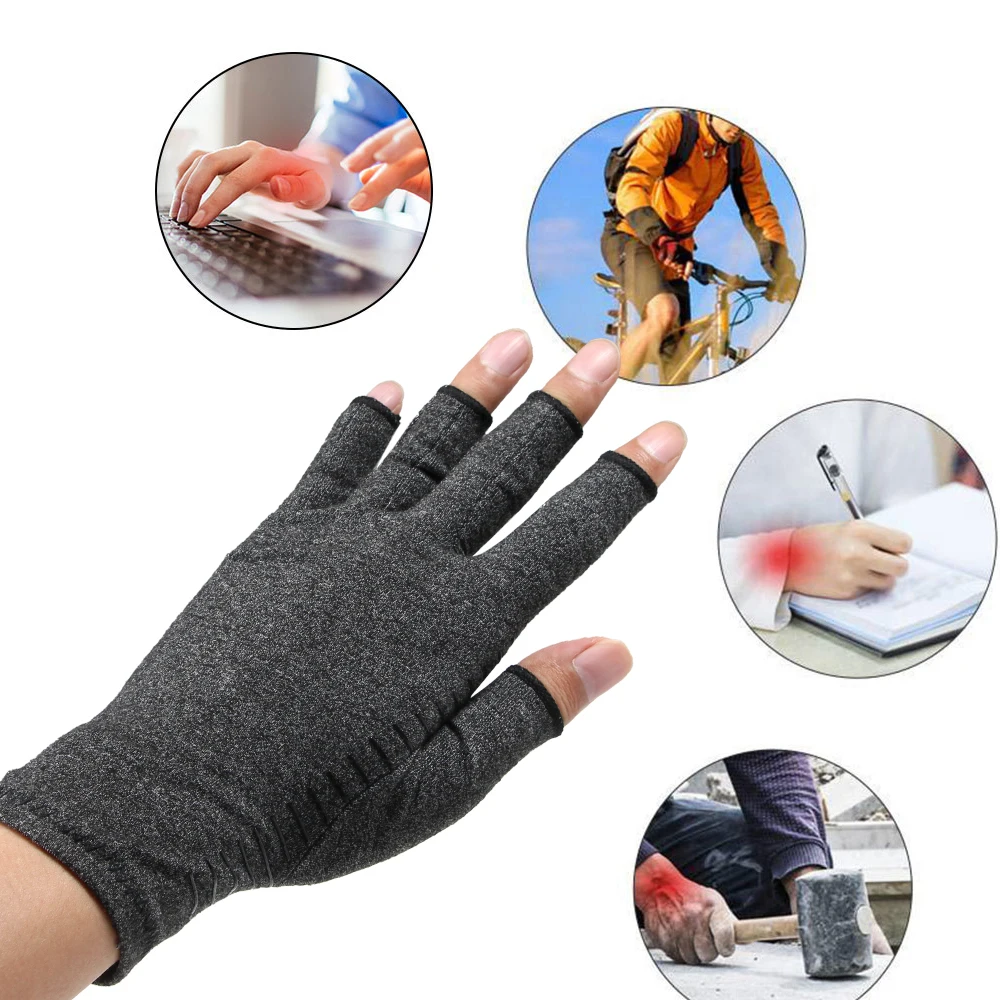 Arthritis Compression Gloves Relieve Pain From Rheumatoid, Carpal Tunnel, Hand Gloves Fingerless for Computer Typing & Dailywork