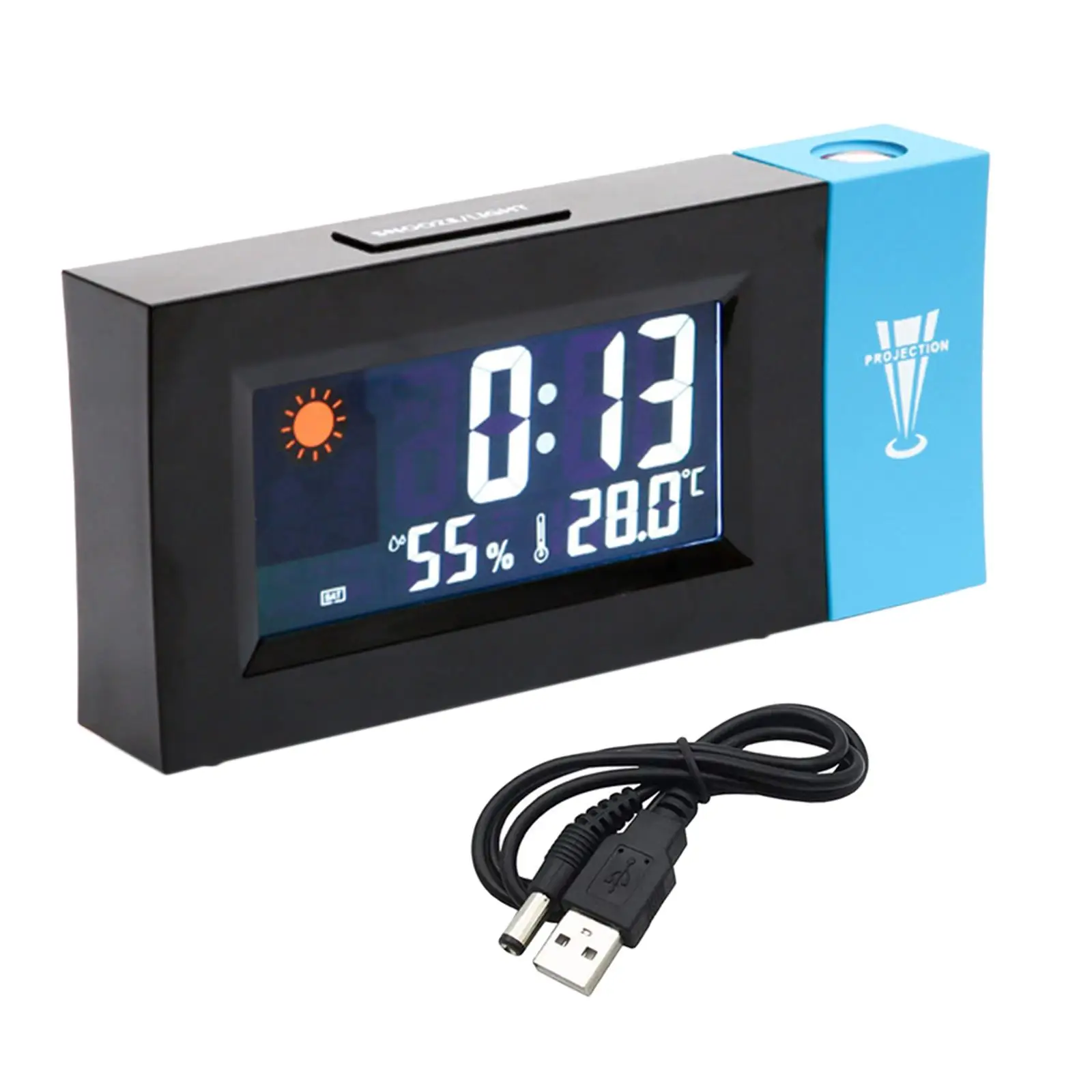LED Digital Clock Projection Ceiling Wall with Weather Station Quiet Clock Temperature Time Display Projector Alarm Clock
