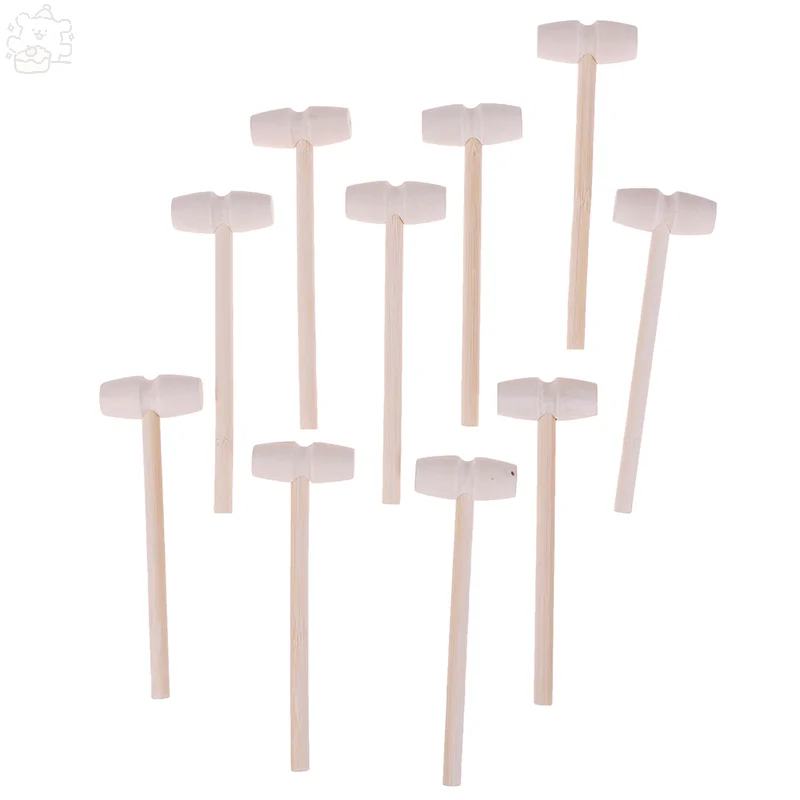 10Pcs Chinese-style Single-head Mini Wooden Hammer DIY Toy