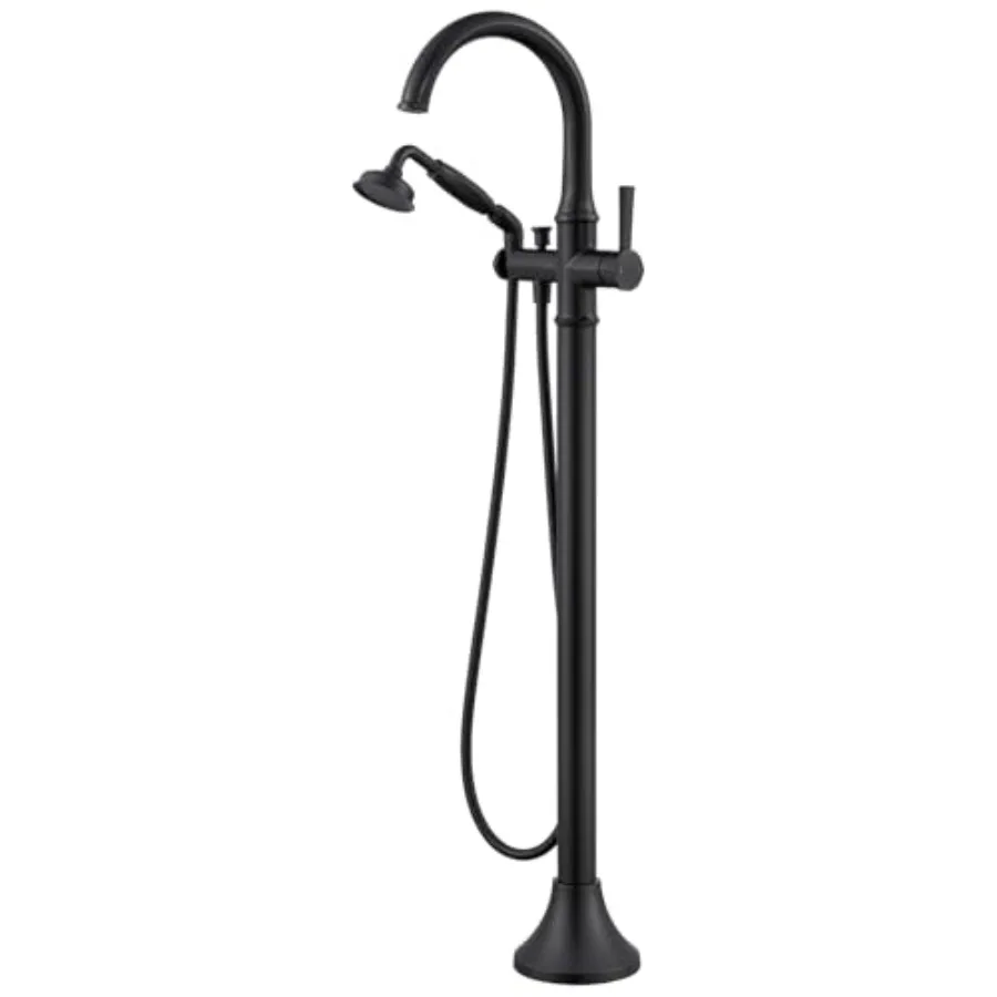 

Freestanding Bathtub Faucet Black Free Standing Tub Filler Brass Bathtub Faucets Floor Mounted Bathroom Tub Faucet with Hand Sh