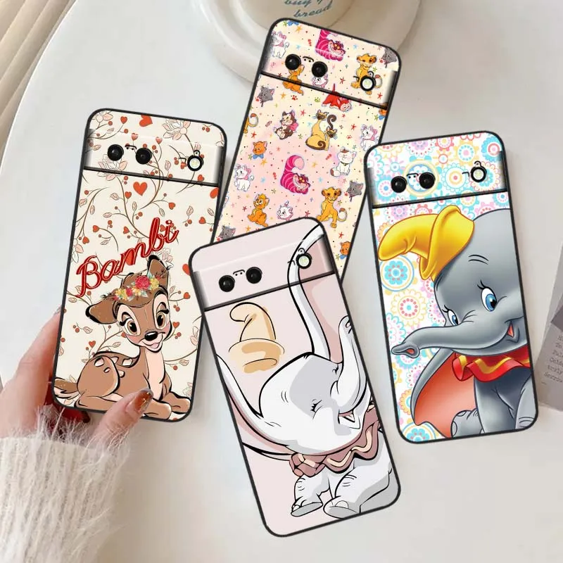 

Disney Animals Cute For Google Pixel 9a 9 8A 8 7 7A 6 6A Pro XL 2024 5G Black Soft TPU Silicone Cover Phone Case