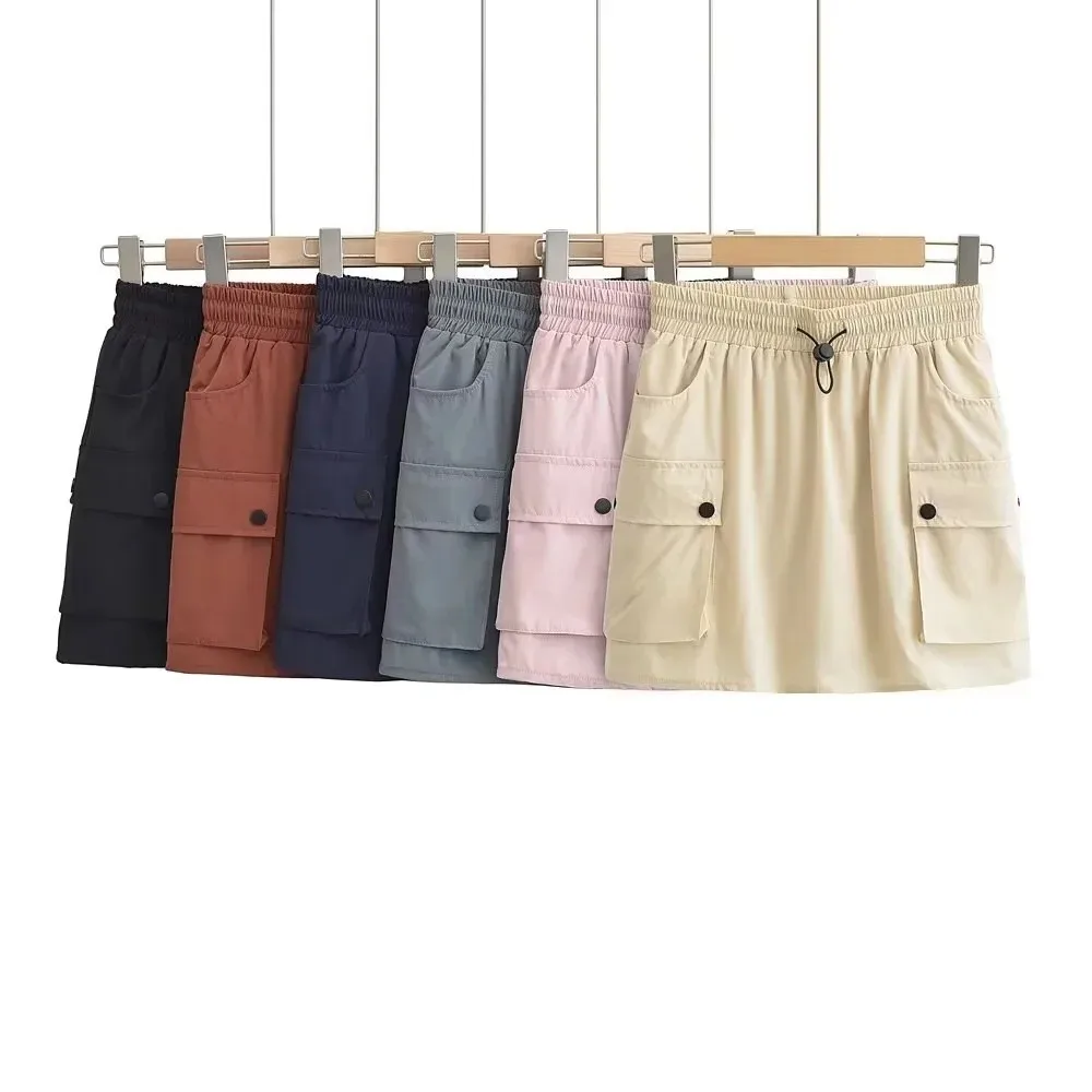 

Американская юбка для рабочей одежды с эластичной резинкой на талии, женская летняя утягивающая анти-легкая удлиняющая юбка трапециевидной формы с завязками