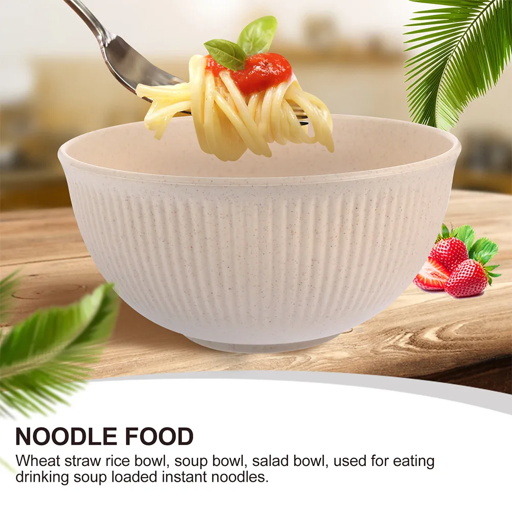 4Pcs Wheat Straw Ramen Bowl Set Sturdy Unbreakable Soup Cereal Rice Bowls Kitchen Household Tableware Cereal Bowl view 6