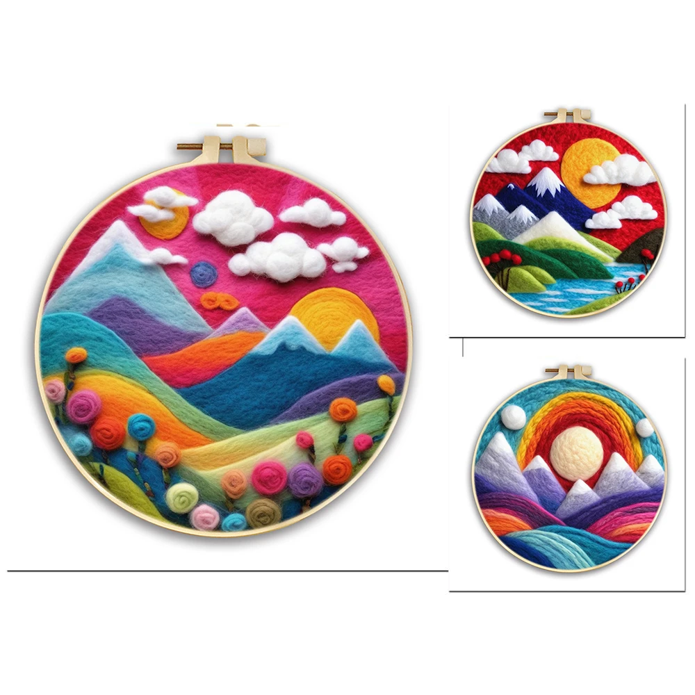 

GATYZTORY Mountain Pattern Needle Felting Kits Beginners Diy Wool Needle Felting Starter Kit Diy Wool Felt Painting Gift