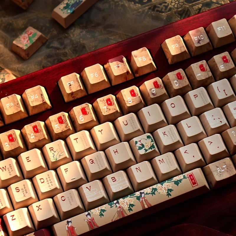 

MiFuny китайский стиль тема колпачки для клавиш аниме 120 клавиш PBT колпачки для ключей вишневый/морской профиль пользовательские колпачки для клавиш для механической клавиатуры подарки