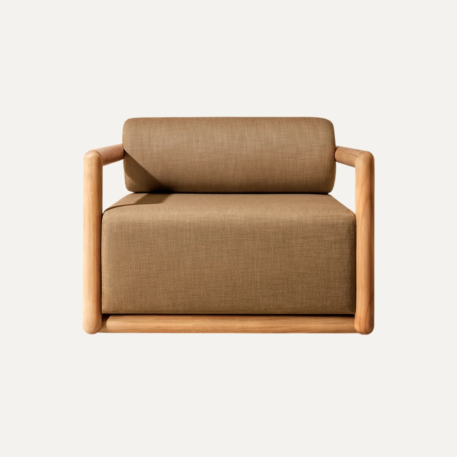 Modern Handmade Upholstered Tropical Living Room Chair Solid Teak Wood Frame Armchair for Home Hotel Cafe Interior Furniture