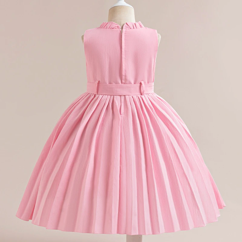 Abiti da festa di compleanno per ragazze estive fiocco rosa elegante vestito da principessa per bambini per ragazza abito da ballo di nozze costumi