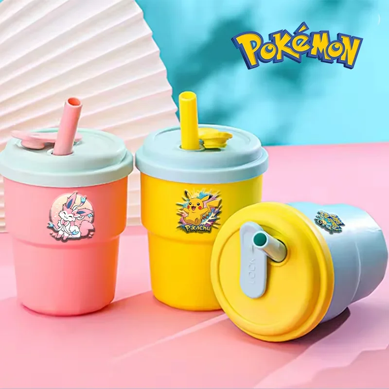 Бутылка-для-воды-с-изображением-покемона-400-мл-с-соломой-Пикачу-милые-чашки-кружка-с-рисунком-аниме-модная-стеклянная-кружка-для-мальчиков-и-девочек-подарки-на-день-рождения