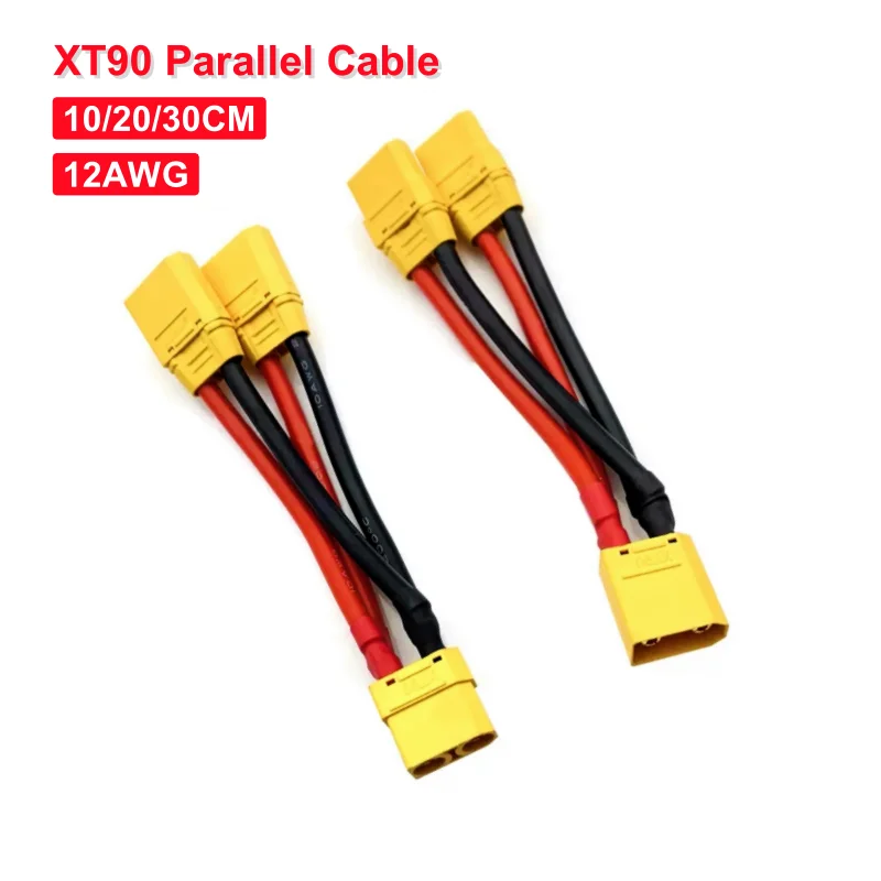 XT90 Parallel Battery Charge Cable 12AWG Male/Female Dual Extension Y Splitter 3-Way Silicone Wire For RC Models Charger Motor